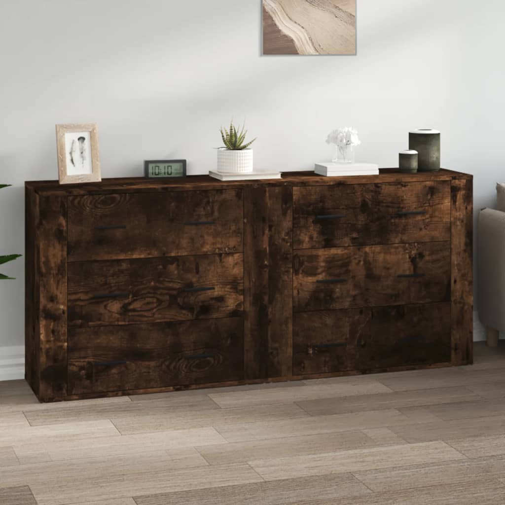 vidaXL Buffets 2 pcs Chêne fumé Bois d'ingénierie