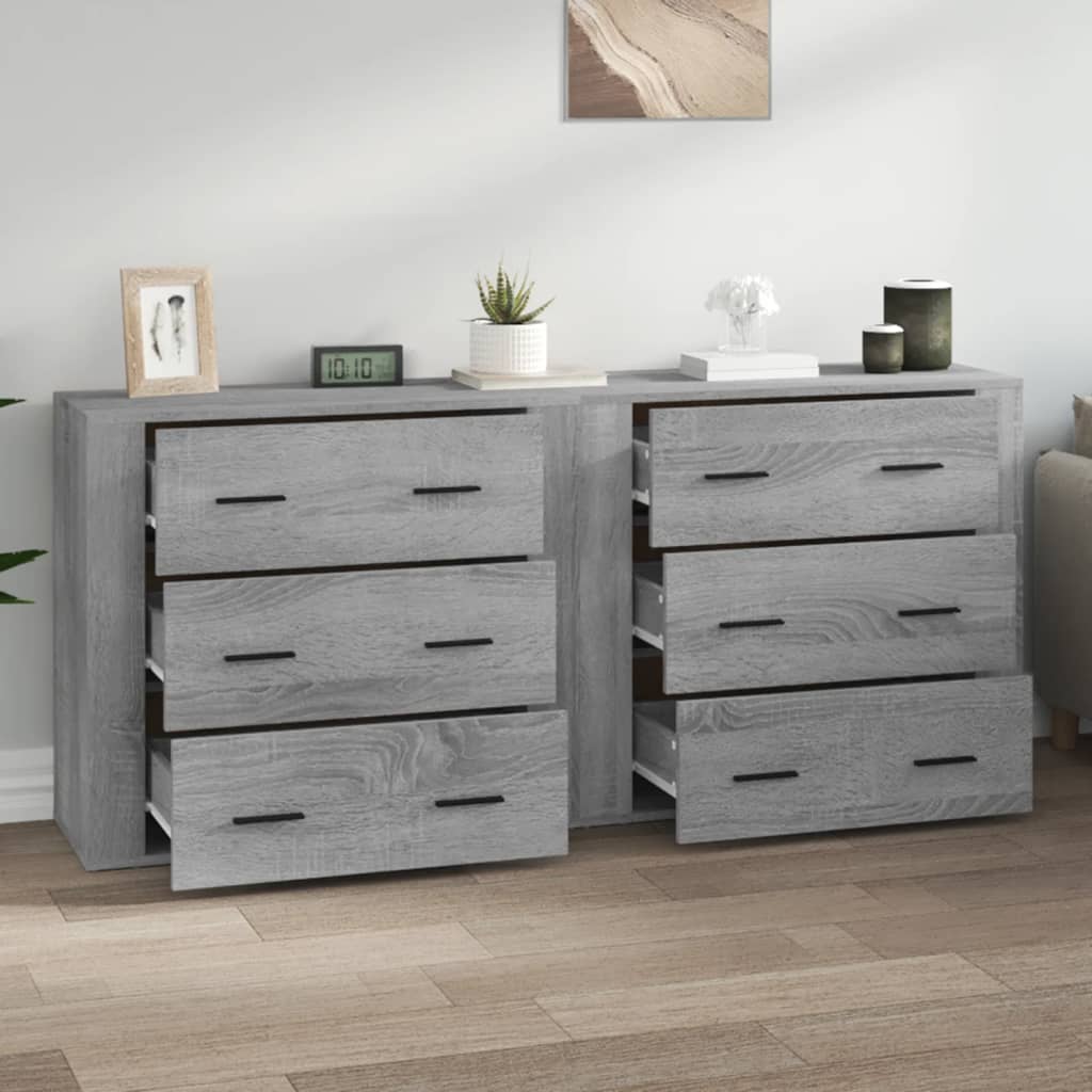 vidaXL Buffets 2 pcs Gris Sonoma Aggloméré