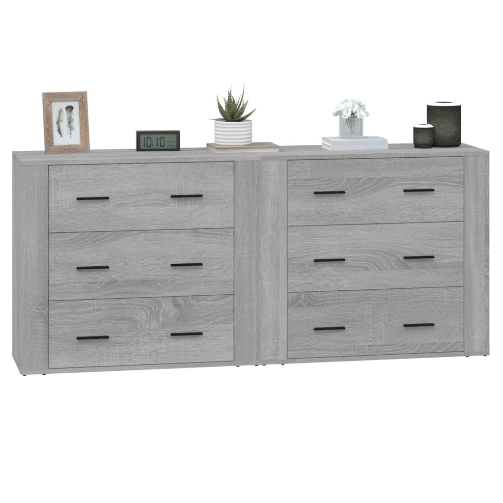 vidaXL Buffets 2 pcs Gris Sonoma Aggloméré