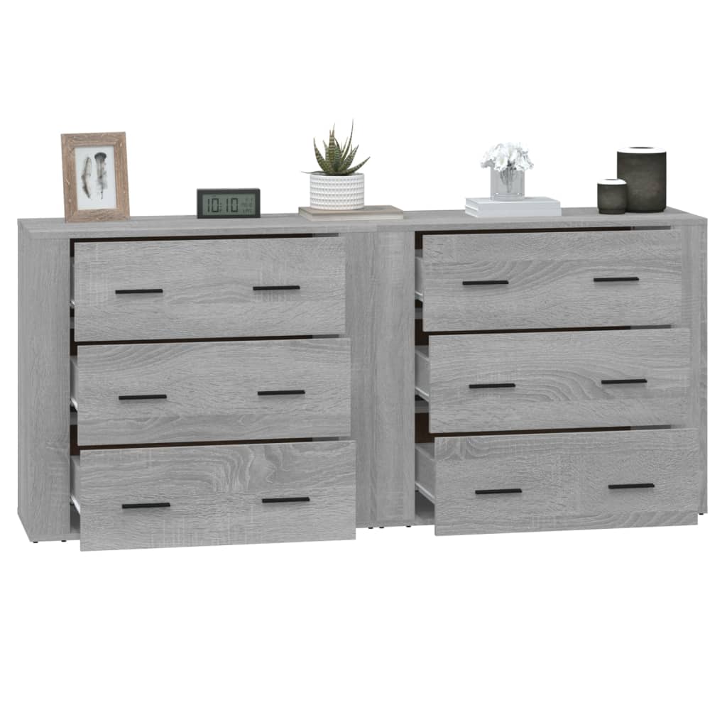 vidaXL Buffets 2 pcs Gris Sonoma Aggloméré