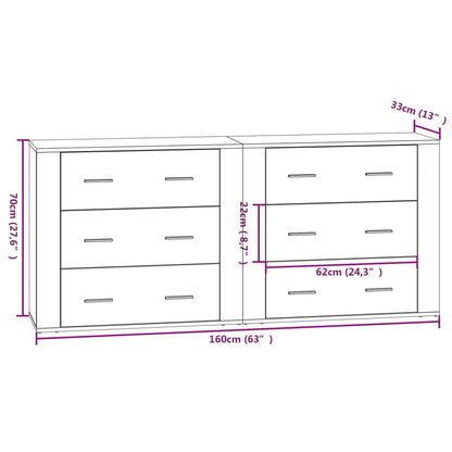 vidaXL Buffets 2 pcs Gris Sonoma Aggloméré