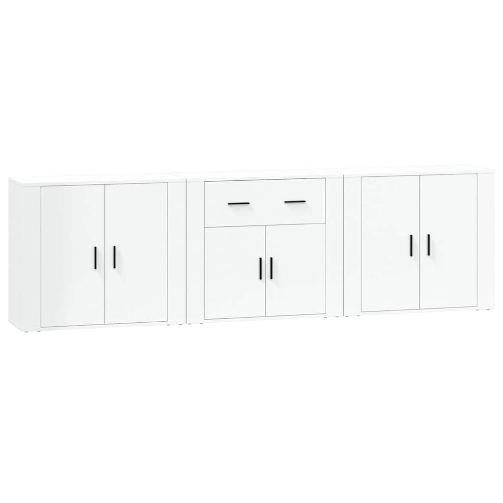 vidaXL Enfilades 3 pcs Blanc Bois d'ingénierie