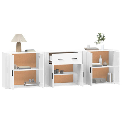vidaXL Enfilades 3 pcs Blanc Bois d'ingénierie