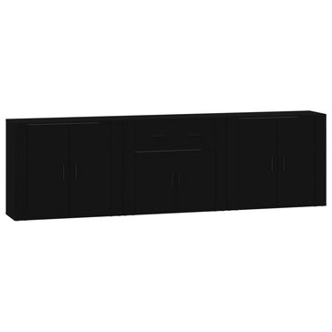 vidaXL Commodes 3 pcs Noir Bois d'ingénierie