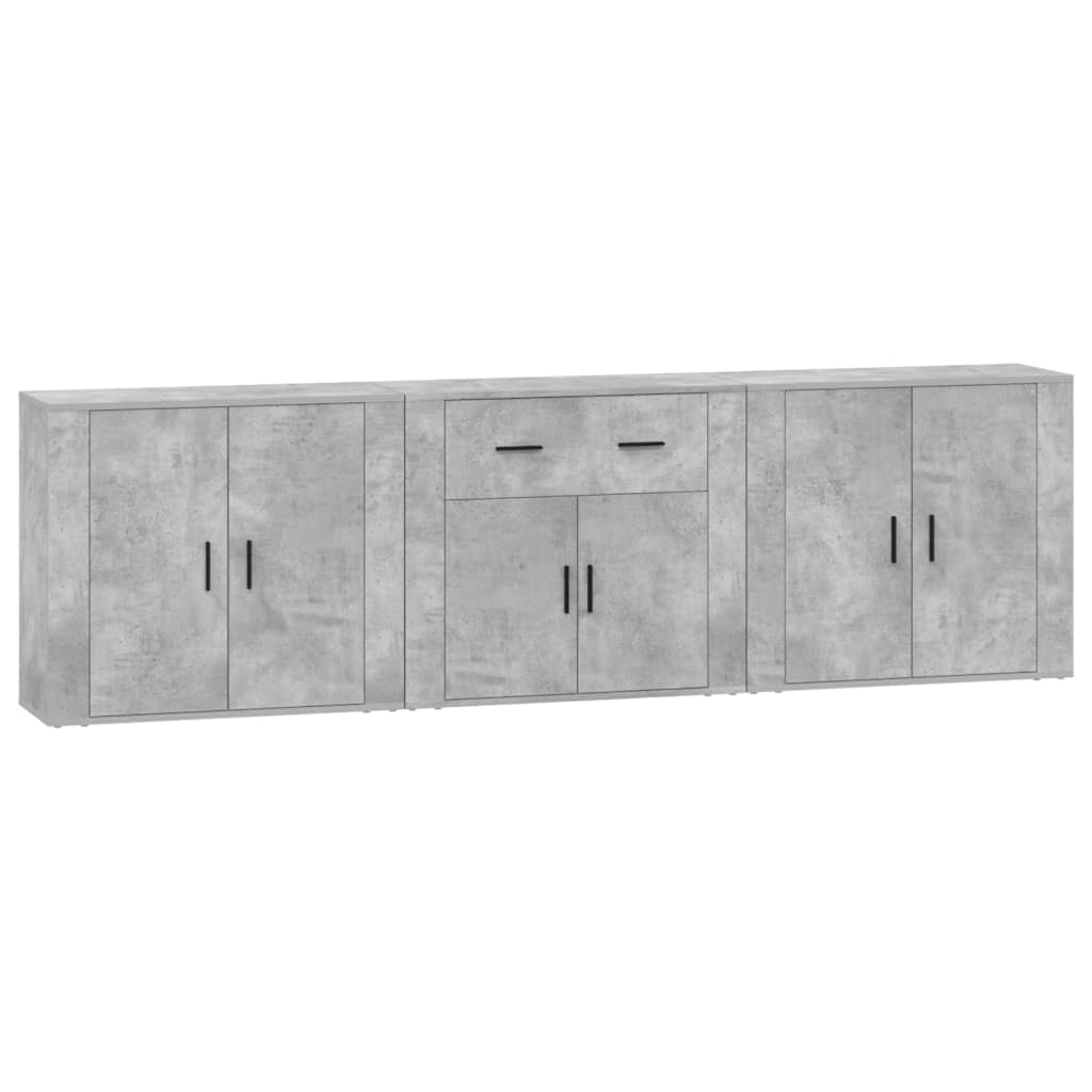 vidaXL Commodes 3 pcs Gris béton Bois d'ingénierie