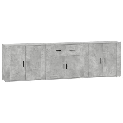 vidaXL Commodes 3 pcs Gris béton Bois d'ingénierie