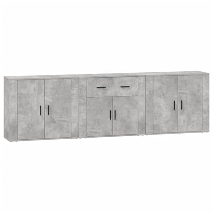 vidaXL Commodes 3 pcs Gris béton Bois d'ingénierie