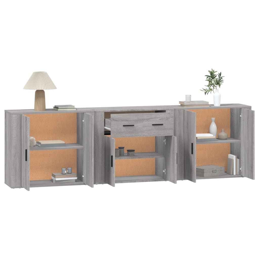 vidaXL Buffets 3 pcs. gris Sonoma bois d'ingénierie