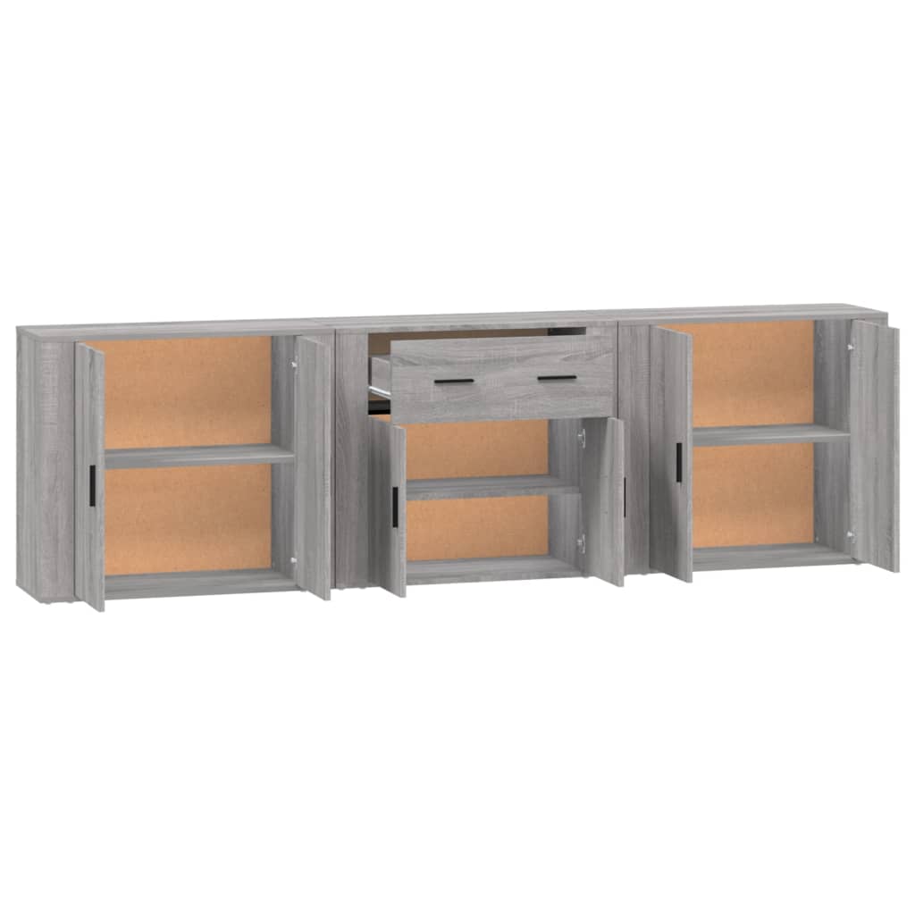 vidaXL Buffets 3 pcs. gris Sonoma bois d'ingénierie