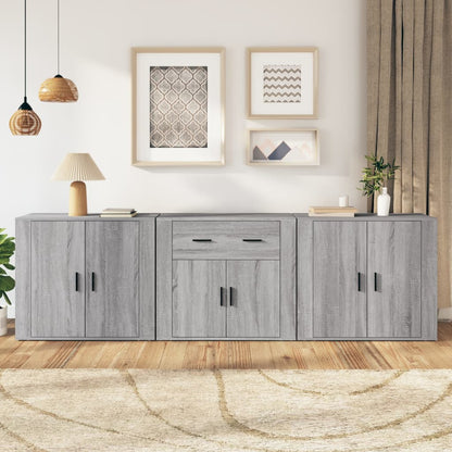 vidaXL Buffets 3 pcs. gris Sonoma bois d'ingénierie