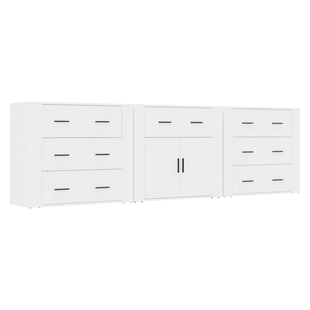 vidaXL Enfilades 3 pcs Blanc Bois d'ingénierie