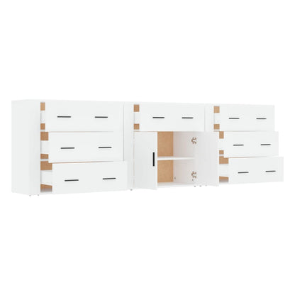 vidaXL Enfilades 3 pcs Blanc Bois d'ingénierie