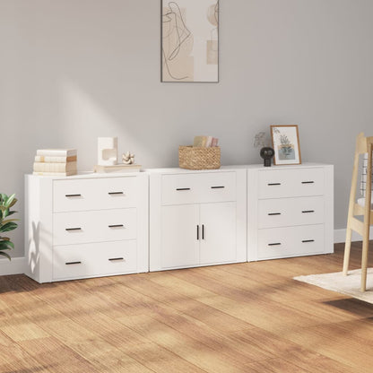 vidaXL Enfilades 3 pcs Blanc Bois d'ingénierie