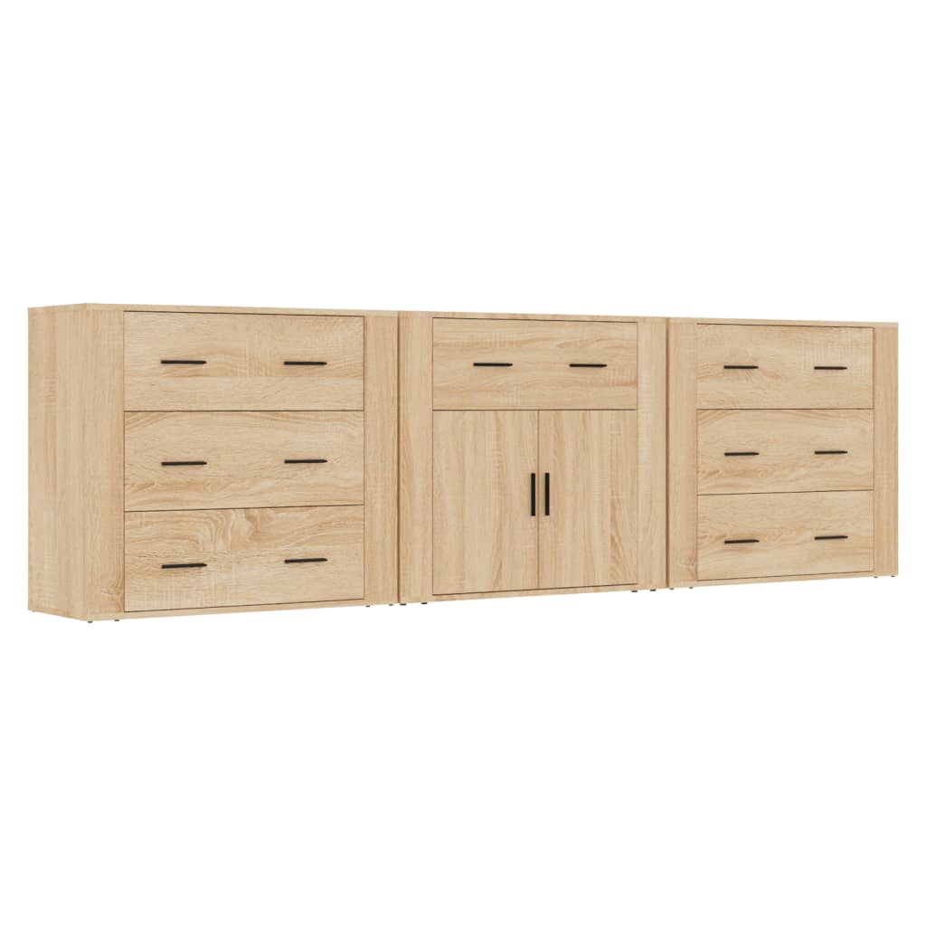 vidaXL Commodes 3 pcs. Aggloméré chêne sonoma
