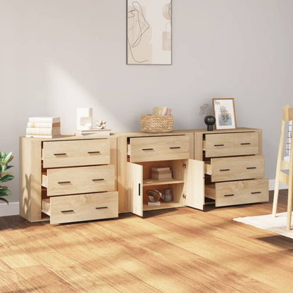 vidaXL Commodes 3 pcs. Aggloméré chêne sonoma