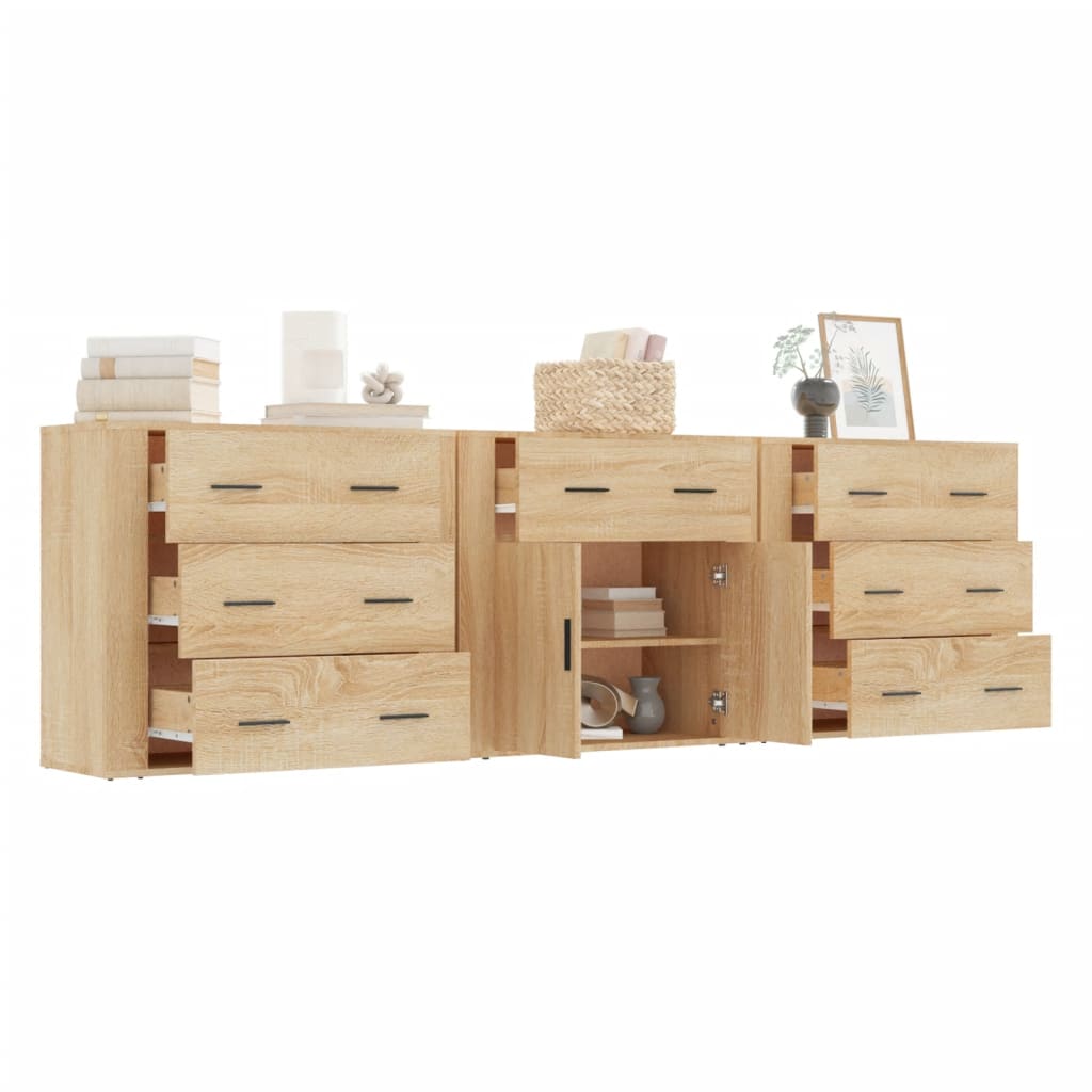 vidaXL Commodes 3 pcs. Aggloméré chêne sonoma
