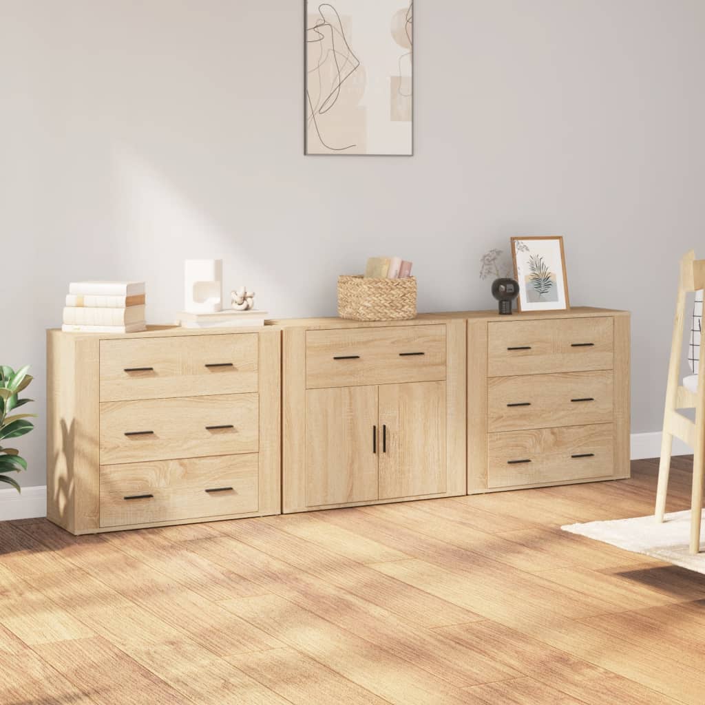 vidaXL Commodes 3 pcs. Aggloméré chêne sonoma