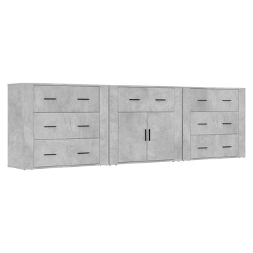 vidaXL Commodes 3 pcs Gris béton Bois d'ingénierie