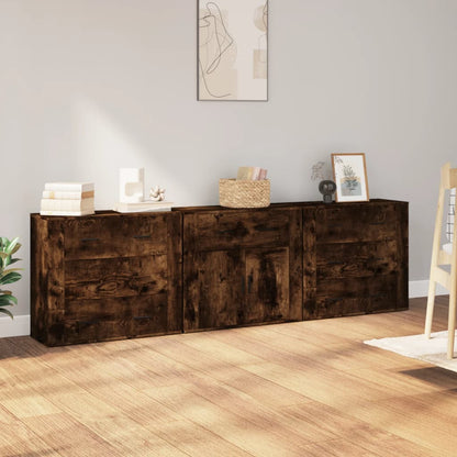 vidaXL Bahuts 3 pcs Chêne fumé en bois d'ingénierie