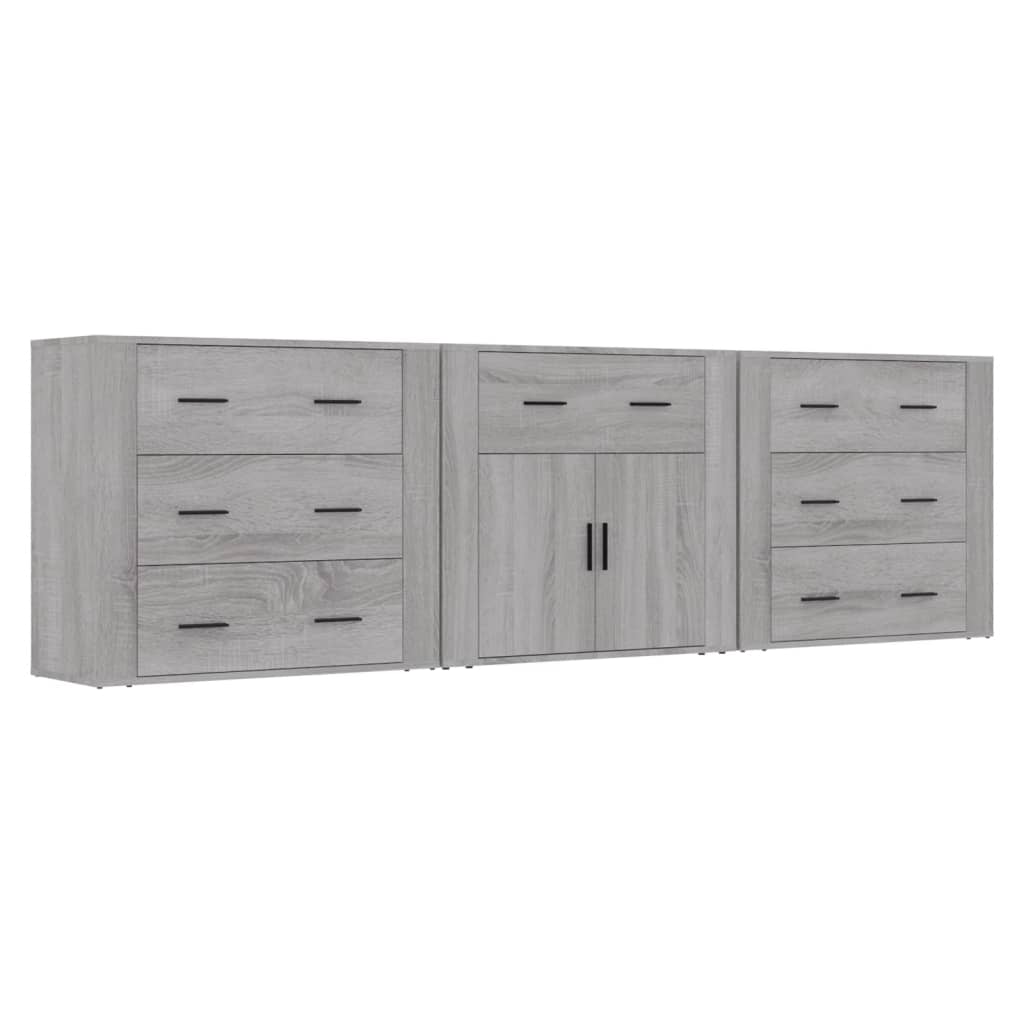 vidaXL Buffets 3 pcs. gris Sonoma bois d'ingénierie