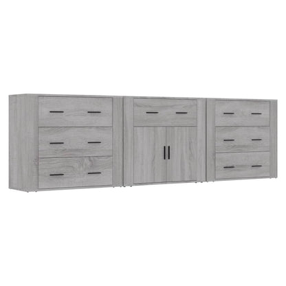 vidaXL Buffets 3 pcs. gris Sonoma bois d'ingénierie