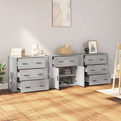 vidaXL Buffets 3 pcs. gris Sonoma bois d'ingénierie