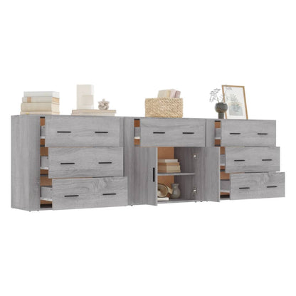 vidaXL Buffets 3 pcs. gris Sonoma bois d'ingénierie