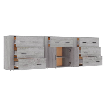 vidaXL Buffets 3 pcs. gris Sonoma bois d'ingénierie