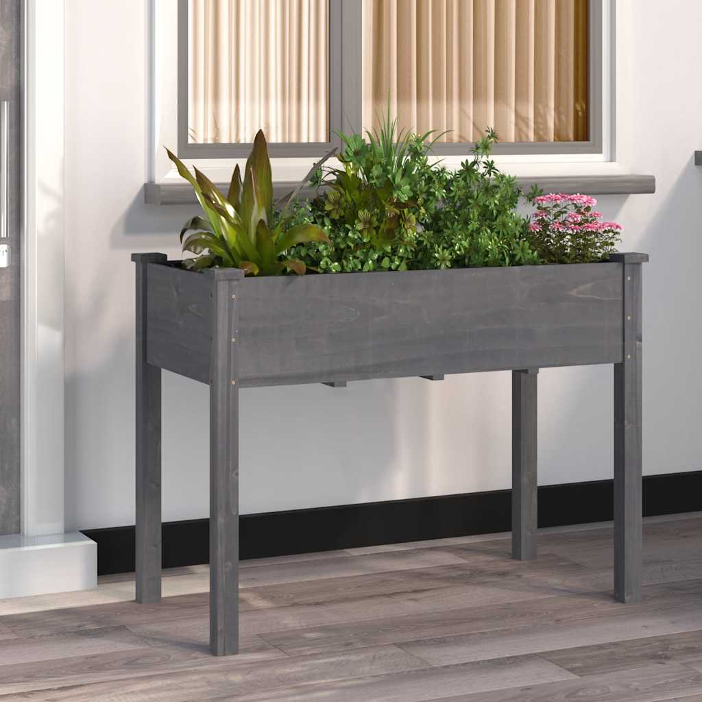 vidaXL Pflanzkübel mit Einsatz Grau 118x59x76 cm Massivholz Tanne