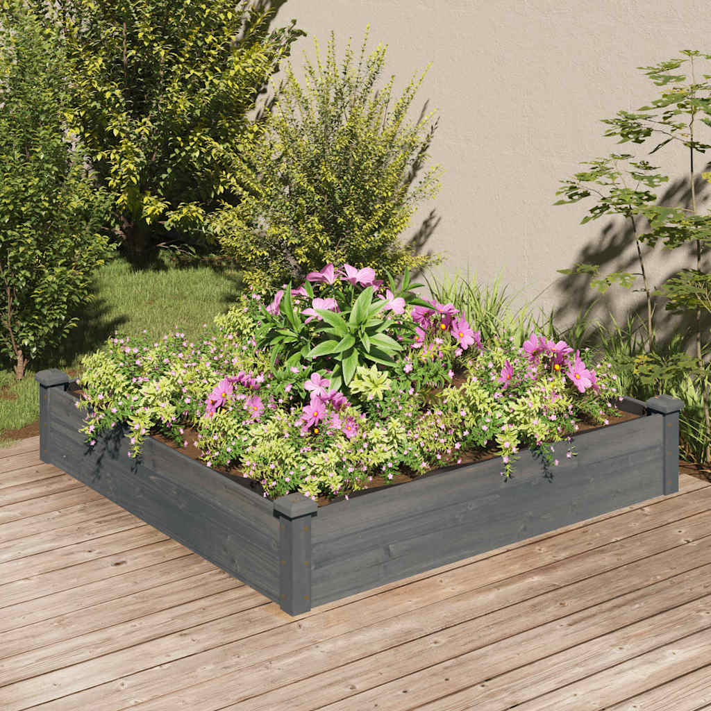 vidaXL Carré potager avec insert gris 120x120x25 cm Bois de sapin massif