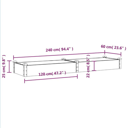 vidaXL Hochbeet mit Einsatz 240x60x25 cm Massivholz Tanne