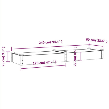 vidaXL Hochbeet mit Einsatz Braun 240x60x25 cm Massivholz Tanne