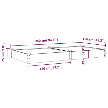 vidaXL Hochbeet mit Einsatz Grau 240x120x25 cm Massivholz Tanne