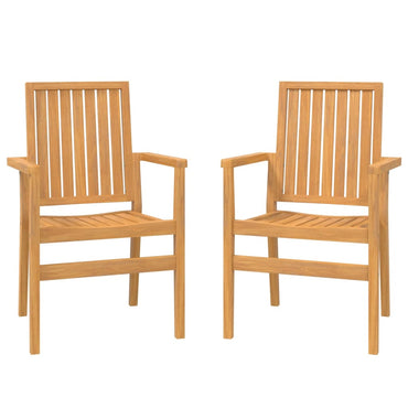 vidaXL Chaises de jardin empilables 2 pcs 56,5x57,5x91 cm Teck massif