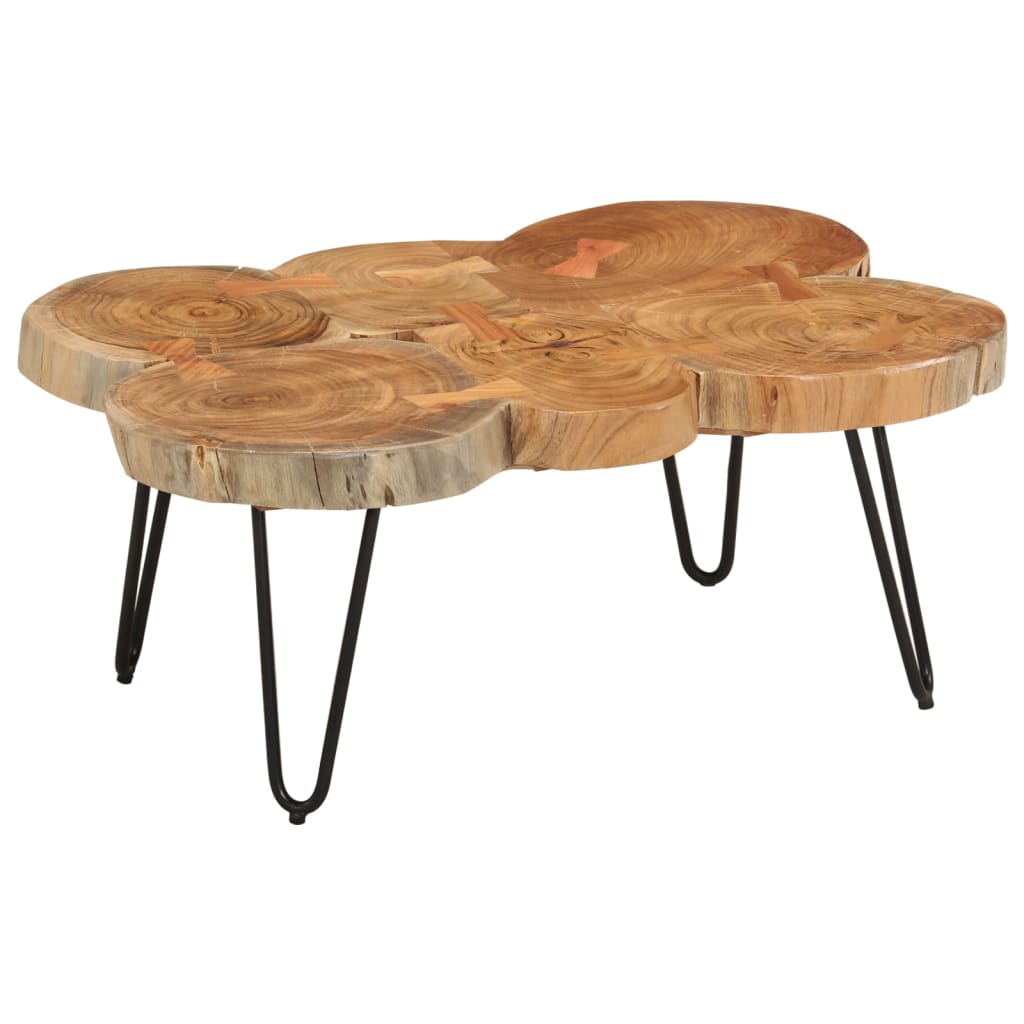 vidaXL Couchtisch 36 cm 6 Stämme Massivholz Akazie