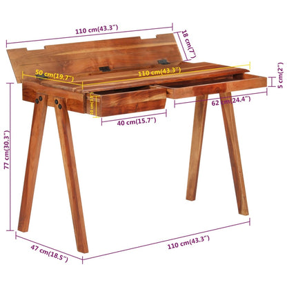 vidaXL Bureau avec tiroir 110x50x77 cm Bois d'acacia massif