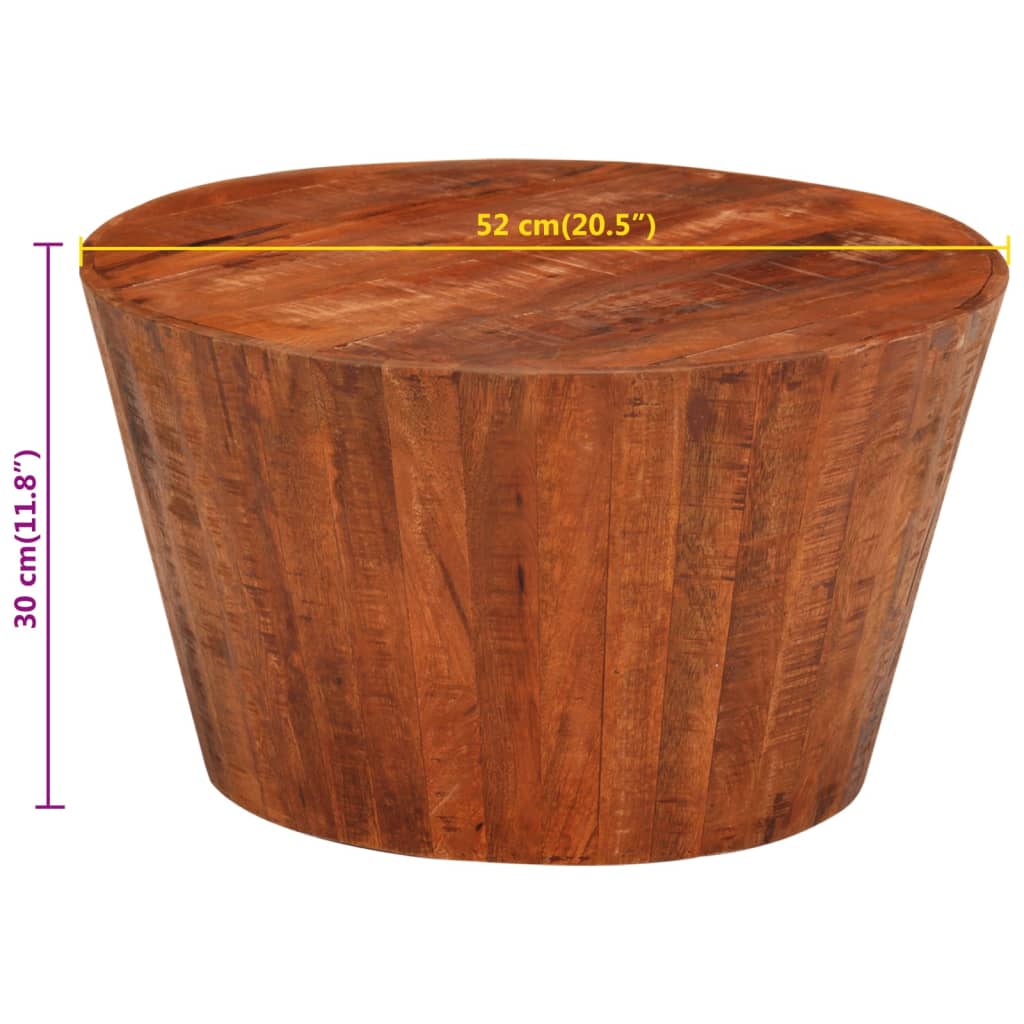 vidaXL Table basse Ø 52x30 cm Bois de manguier massif