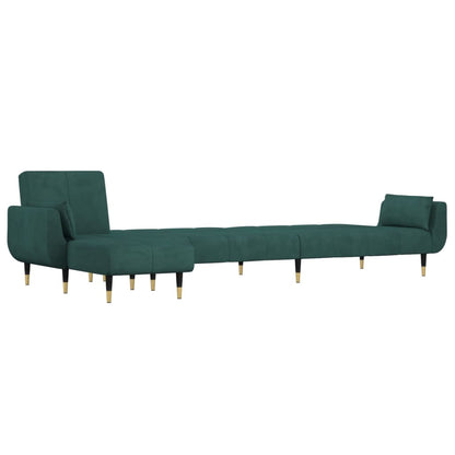 vidaXL Schlafsofa in L-Form Dunkelgrün 275x140x70 cm Samt
