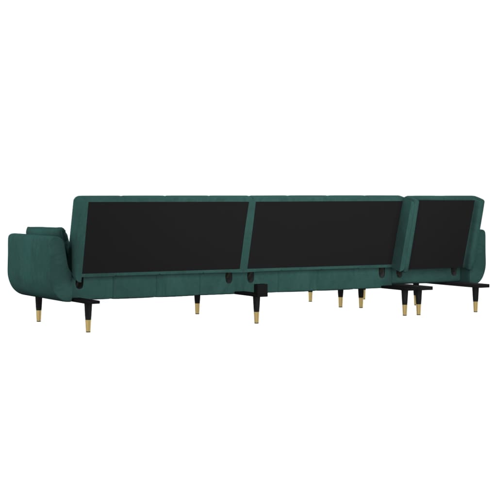 vidaXL Schlafsofa in L-Form Dunkelgrün 275x140x70 cm Samt