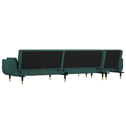 vidaXL Schlafsofa in L-Form Dunkelgrün 275x140x70 cm Samt