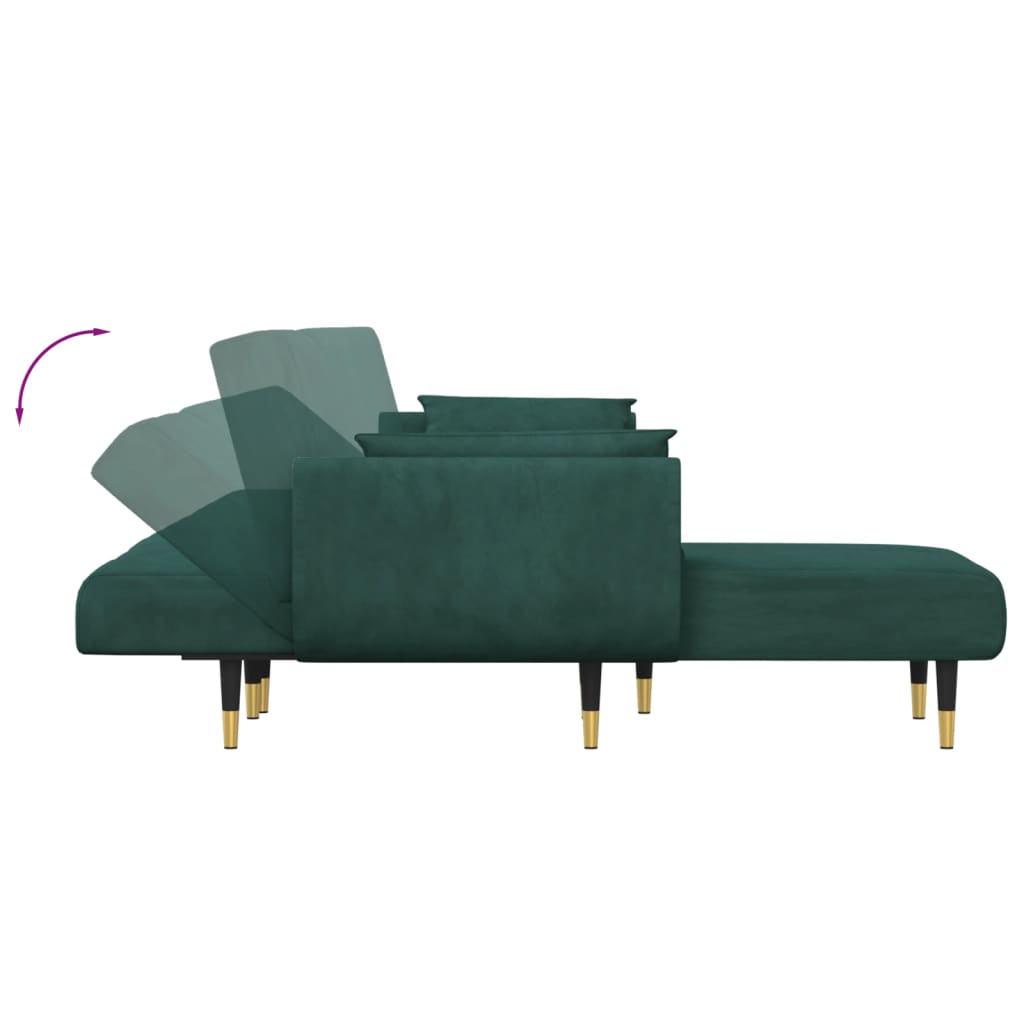 vidaXL Schlafsofa in L-Form Dunkelgrün 275x140x70 cm Samt