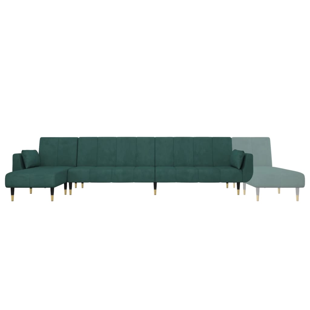 vidaXL Schlafsofa in L-Form Dunkelgrün 275x140x70 cm Samt