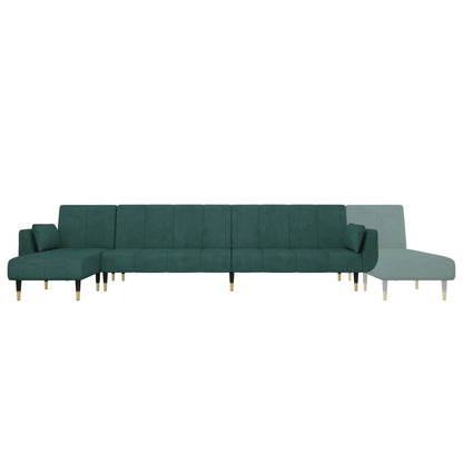 vidaXL Schlafsofa in L-Form Dunkelgrün 275x140x70 cm Samt