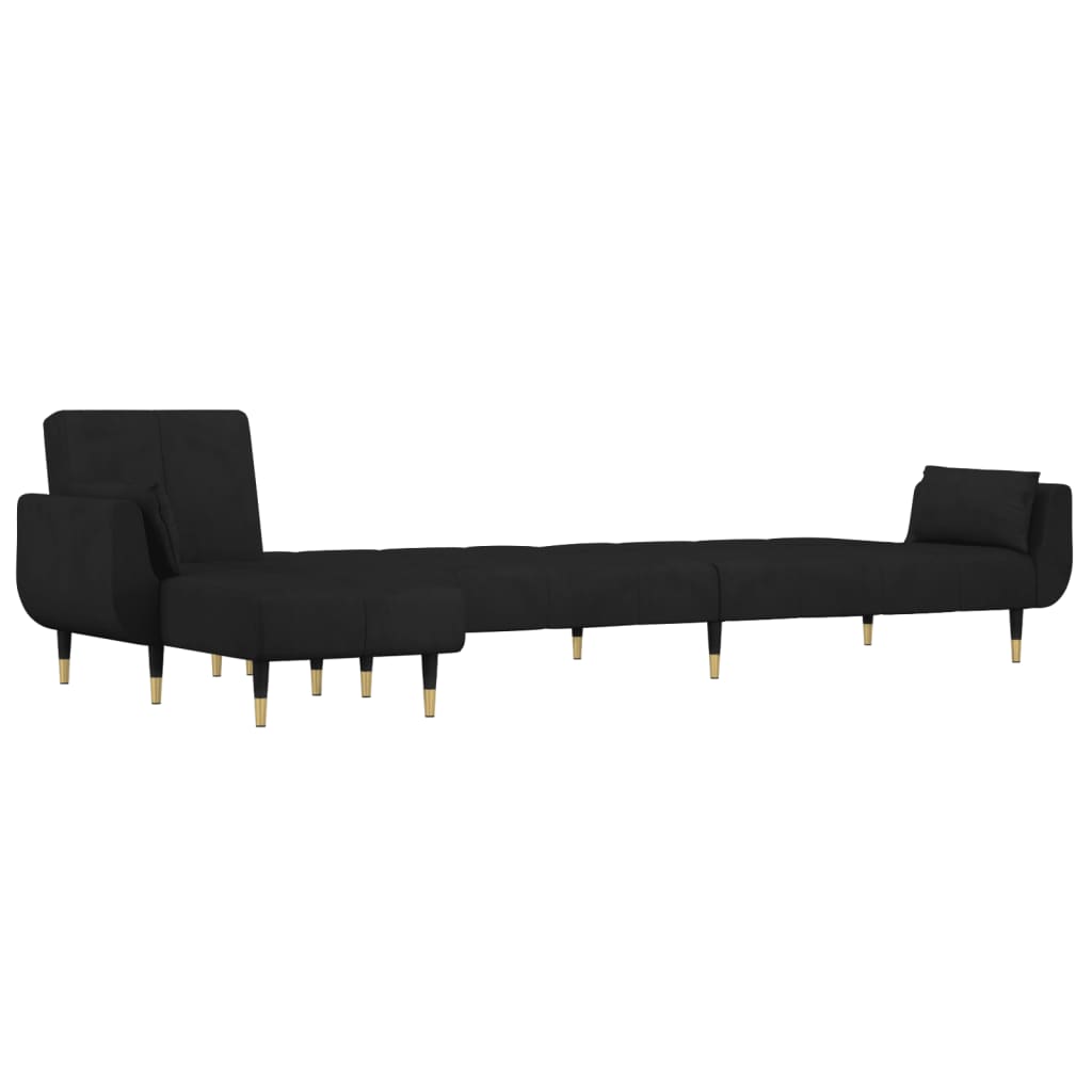 vidaXL Schlafsofa in L-Form Schwarz 275x140x70 cm Samt
