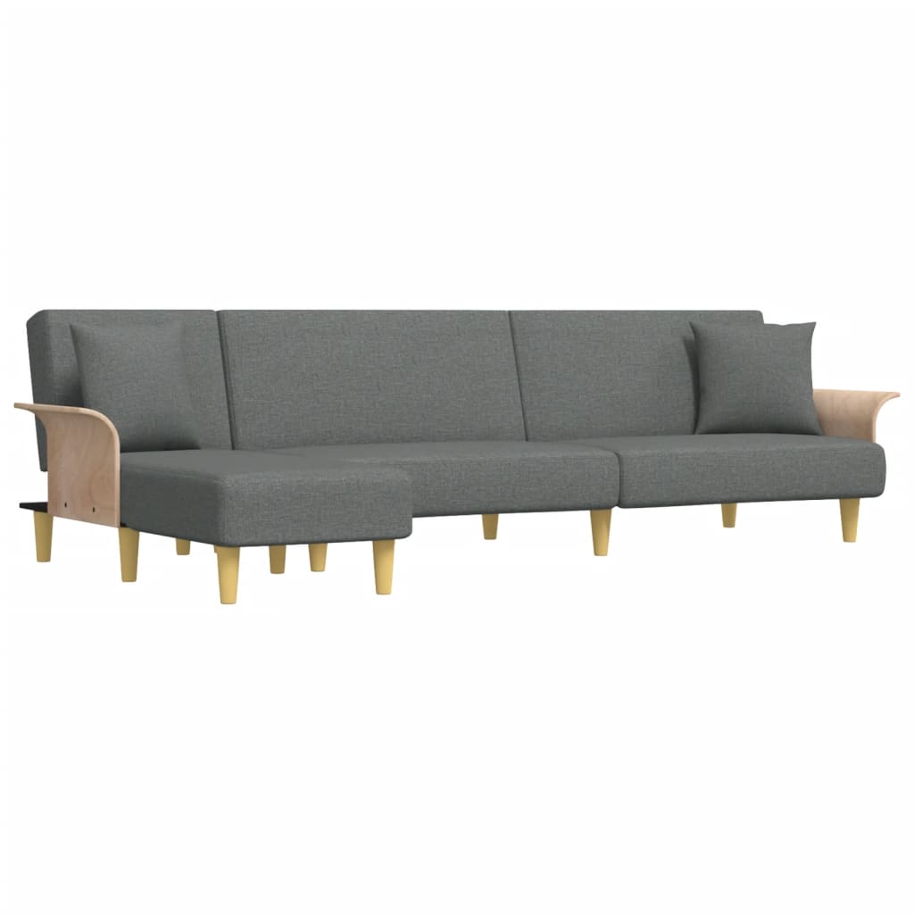 vidaXL Canapé-lit en L Gris foncé 279x140x70 cm Tissu