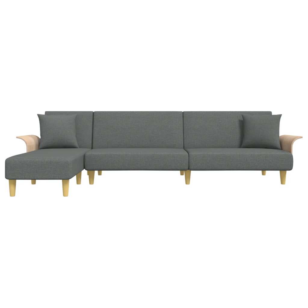 vidaXL Canapé-lit en L Gris foncé 279x140x70 cm Tissu