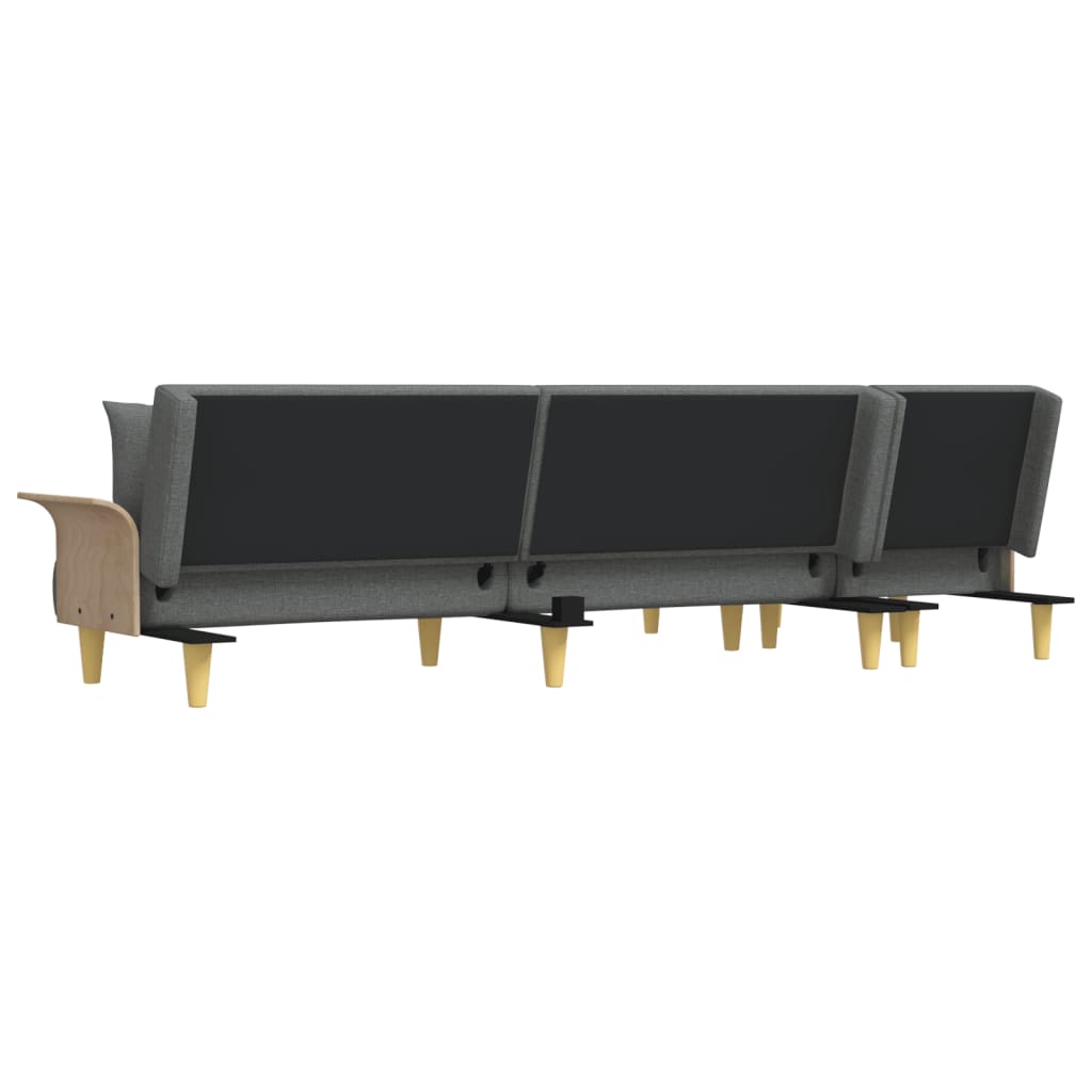 vidaXL Canapé-lit en L Gris foncé 279x140x70 cm Tissu