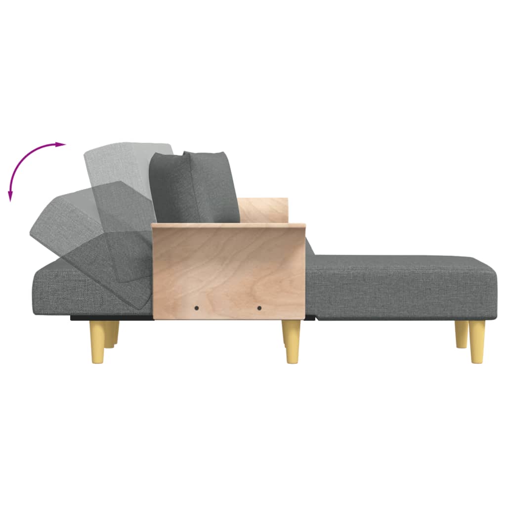 vidaXL Canapé-lit en L Gris foncé 279x140x70 cm Tissu
