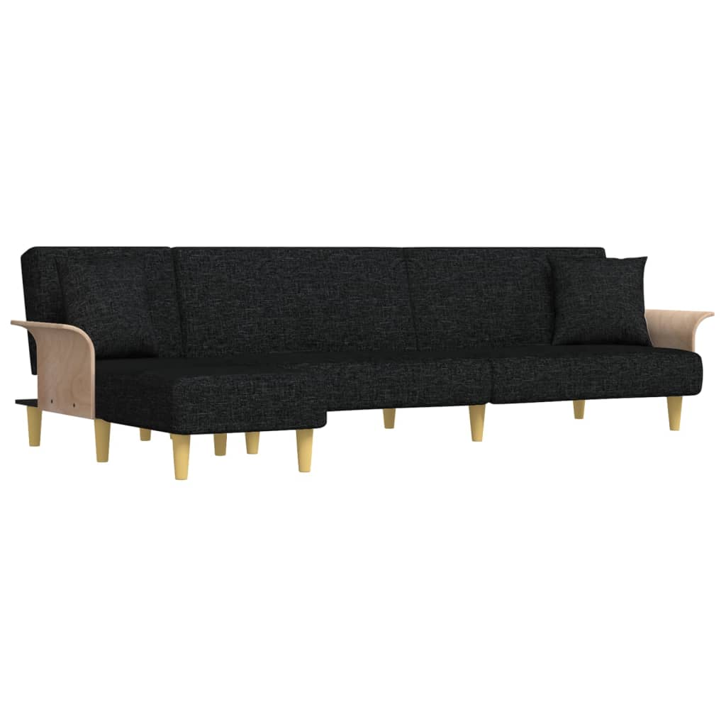 vidaXL Canapé-lit en L Noir 279x140x70 cm Tissu