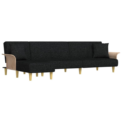 vidaXL Canapé-lit en L Noir 279x140x70 cm Tissu